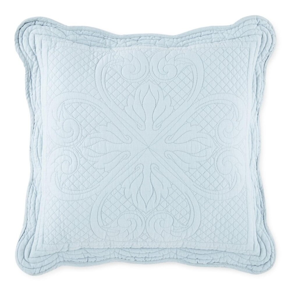 NEW Hudson & Main Reversible Audrey Square Throw Pillow Aqua Blue 16"